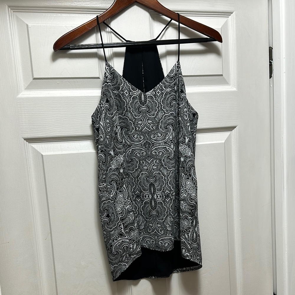Chic Black and White Paisley Tank Top